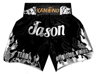 Spodenki Bokserskie Personalizowane : KNBXCUST-2055-Czarno-Srebrny