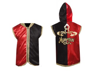 Kanong Muay Thai Bluzy / Kurtka z kapturem : KNHOD-121-Czerwony-Czarny