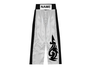 Spodnie do kickboxingu z nazwą : KNPANTS-003-Biały