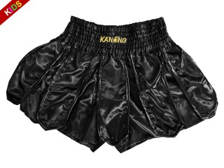 Spodenki Muay Thai dla dzieci KANONG : KNS-139-Czarny-K