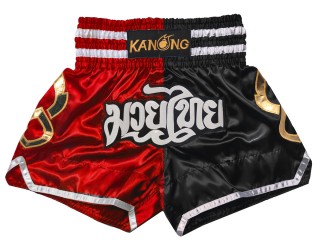 Spodenki Muay Thai Kanong : KNS-143-czerwony-czarny
