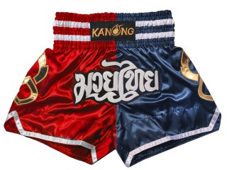 Spodenki Muay Thai Kanong : KNS-143-czerwony-granatowy