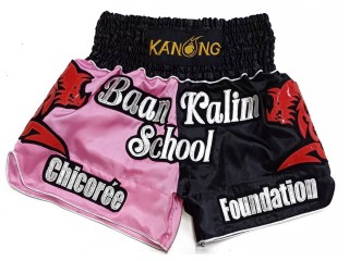 Personalizowane spodenki Muay Thai : KNSCUST-1277-Różowo-Czarny