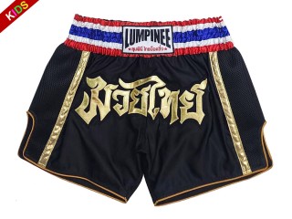 Spodenki Muay Thai dla Dzieci LUMPINEE : LUMRTO-006-czarny-K