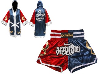 Szlafrok + Spodenki Muay Thai Kanong : 143-Czerwony-Granatowy