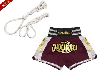 Zestaw Mongkol Prajead z spodenkami Muay Thai dla dzieci : Mongkol-Boran-147-Bordowy