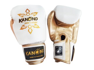 Rękawice do Muay Thai bokserskie Kanong : Thai Power Biały/Złoto