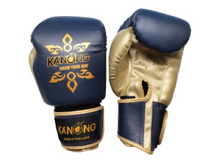 Rękawice bokserskie szkoleniowe dla dzieci Kanong : Thai Power Ciemnoniebieski/Złoto