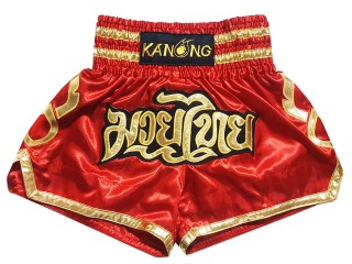 Spodenki Muay Thai Kickboxingu Kanong : KNS-121-Czerwony