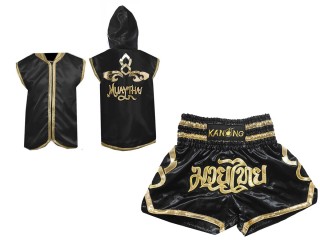 Bluzy + Spodenki Muay Thai marki Kanong : Set 121 Czarny