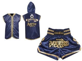 Bluzy + Spodenki Muay Thai marki Kanong : Set 121 Ciemnoniebieski