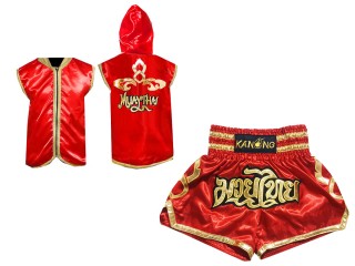 Bluzy + Spodenki Muay Thai marki Kanong : Set 121 Czerwony