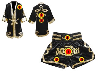 Szlafrok + Spodenki Muay Thai marki Kanong : Set 121 Czarny