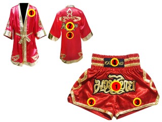 Szlafrok + Spodenki Muay Thai marki Kanong : Set 121 Czerwony