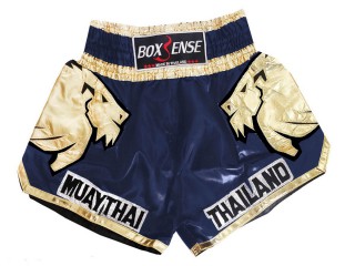 Spodenki Muay Thai Kickboxingu Boxsense dla dzieci : BXS-303-Ciemnoniebieski