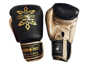 Rękawice do Muay Thai bokserskie Kanong : Thai Power Czarny/Złoto