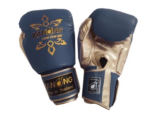 Rękawice do Muay Thai bokserskie Kanong : Thai Power Ciemnoniebieski/Złoto