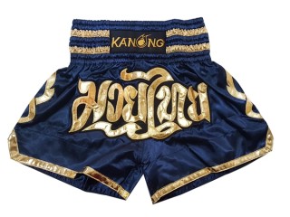 Spodenki Muay Thai Kickboxingu Kanong : KNS-121-Ciemnoniebieski-K