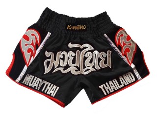 Spodenki Kickboxingu Muay Thai Retro KANONG : KNSRTO-207-Czarny