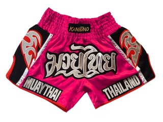 Spodenki Kickboxingu Muay Thai Retro KANONG : KNSRTO-207-Różowy