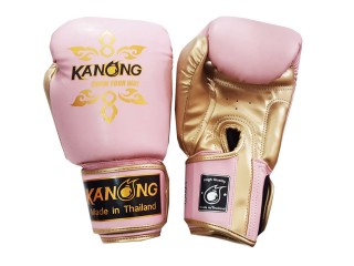 Rękawice do Muay Thai bokserskie Kanong : Thai Power Różowy/Złoto