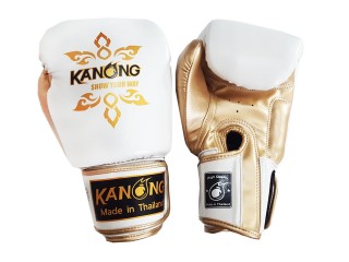Rękawice do Muay Thai bokserskie Kanong : Thai Power Biały/Złoto