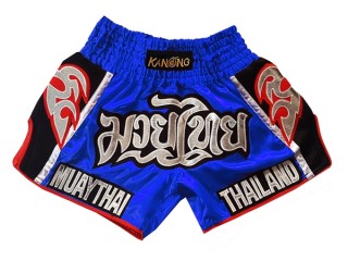 Spodenki Kickboxingu Muay Thai Retro KANONG : KNSRTO-207-Niebieski