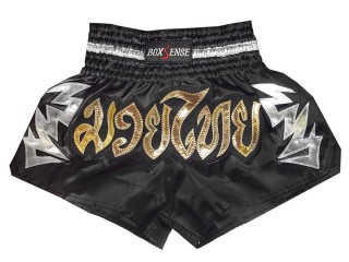 Spodenki do Muay Thai Kickboxingu dla dzieci Boxsense : BXSKID-010-Czarny