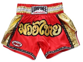 Spodenki Muay Thai Kickboxingu Lumpinee : LUM-045-Czerwony
