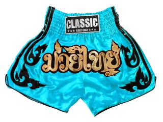 Spodnie do Muay Thai Kickboxing Classic : CLS-016-Błękitny