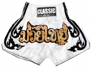 Spodnie do Muay Thai Kickboxing Classic : CLS-016-Biały