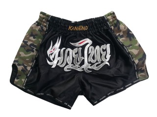 Spodenki Kickboxingu Muay Thai Retro KANONG : KNSRTO-231-Czarny