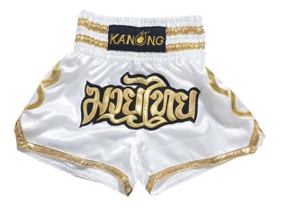 Spodenki Muay Thai Kickboxingu Kanong : KNS-121-Biały