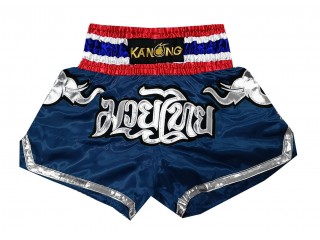 Spodenki Muay Thai Kickboxingu Kanong : KNS-125-Ciemnoniebieski