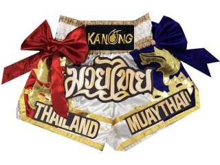 Spodenki Muay Thai Kickboxingu Kanong : KNS-128-Biały