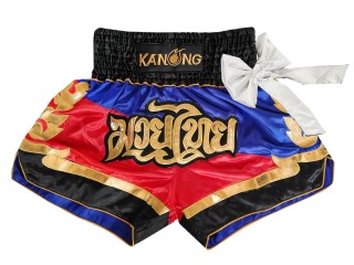 Spodenki do Muay Thai Kickboxingu Kanong : KNS-130-Niebieski-Czerwony