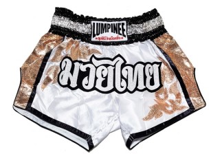 Spodenki Muay Thai Kickboxingu Lumpinee : LUM-043-Biały