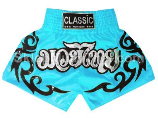 Spodenki Muay Thai Kickboxingu Classic : CLS-017-Błękitny