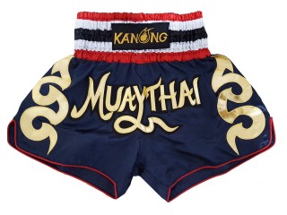 Spodenki Muay Thai Kickboxingu Kanong : KNS-120-Ciemnoniebieski