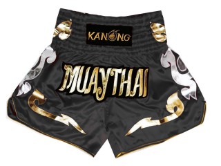 Spodenki Muay Thai Kickboxingu Kanong : KNS-126-Czarny