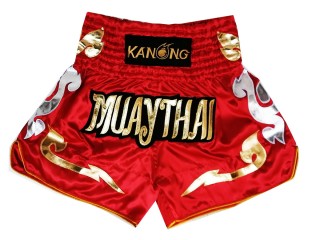 Spodenki Muay Thai Kickboxingu Kanong : KNS-126-Czerwony