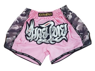 Spodenki Kickboxingu Muay Thai Retro dla kobiet KANONG : KNSRTO-231-Różowy