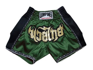 Spodenki Muay Thai Kickboxingu Lumpinee dla dzieci : LUMRTO-003-Ciemnozielony