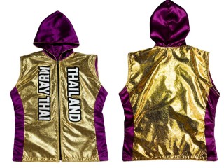 Kanong Muay Thai Bluzy / Kurtka z kapturem : KNHOD-004-Złoto-Fioletowy