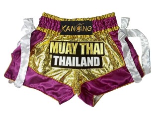 Spodenki Muay Thai Kanong : KNS-152-Złoto-Fioletowy