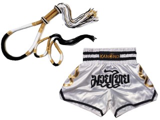 Zestaw Mongkol Prajead z spodenkami Muay Thai : 143-Biały