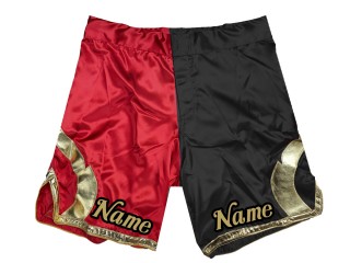 Dostosuj spodenki MMA, dodaj nazwę lub logo: czerwono-czarne