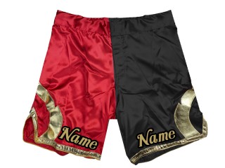 Personalizowane spodenki do MMA : czerwono-czarne