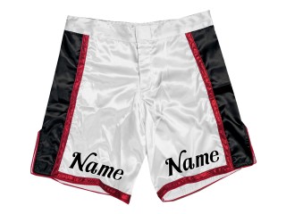 Spodenki MMA na zamówienie z nazwą lub logo: biało-czerwone
