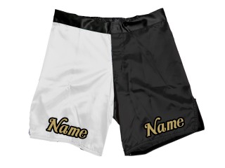 Personalizowane spodenki MMA : Białe-czarne